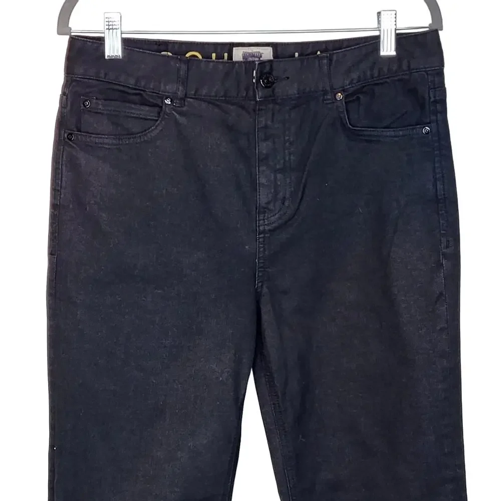 KATE SPADE Broom Street High Rise Raw Hem Straight Leg Black Denim Jeans SZ 30